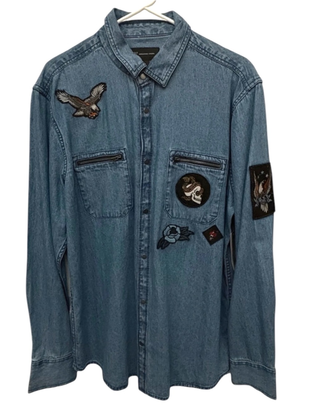 NWT INC Mens Denim Snap Front Shirt Size Large